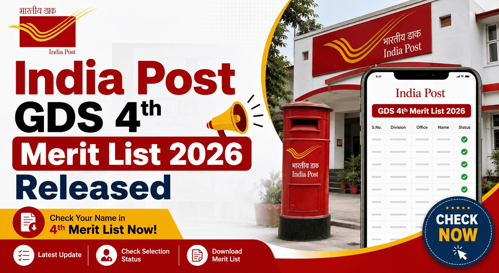 India Post GDS 4th Merit List 2026 Released